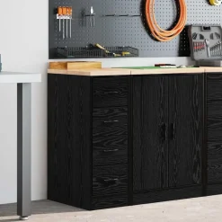 vidaXL Garagekast 30x51x85 cm massief grenenhout zwart