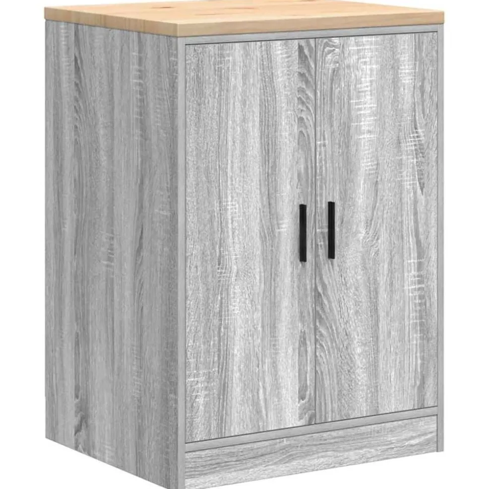 vidaXL Garagekast 60x51x85 cm massief grenenhout grijs sonoma