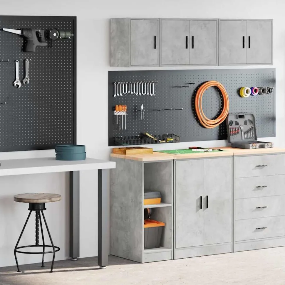 vidaXL Garagekasten 2 st bewerkt hout betongrijs
