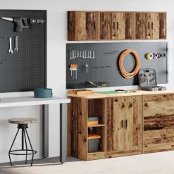 vidaXL Garagekasten 2 st bewerkt hout oud hout