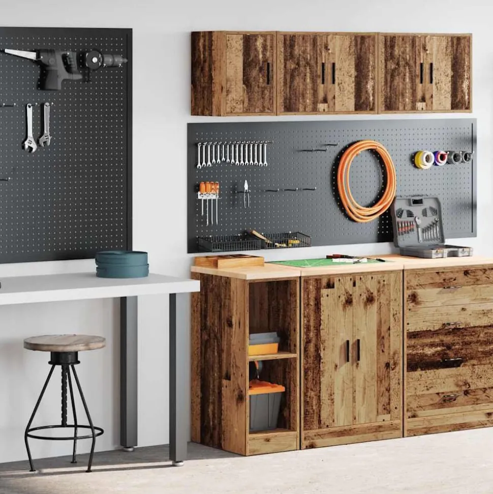 vidaXL Garagekasten 2 st bewerkt hout oud hout