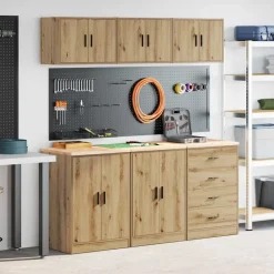 vidaXL Garagekasten 6 st bewerkt hout ambachtelijk eikenhout