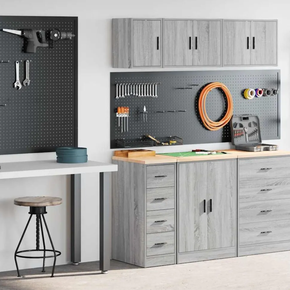 vidaXL Garagekasten 2 st bewerkt hout sonoma grijs