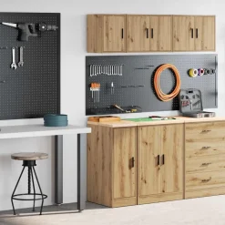 vidaXL Garagekasten 2 st bewerkt hout ambachtelijk eikenhout