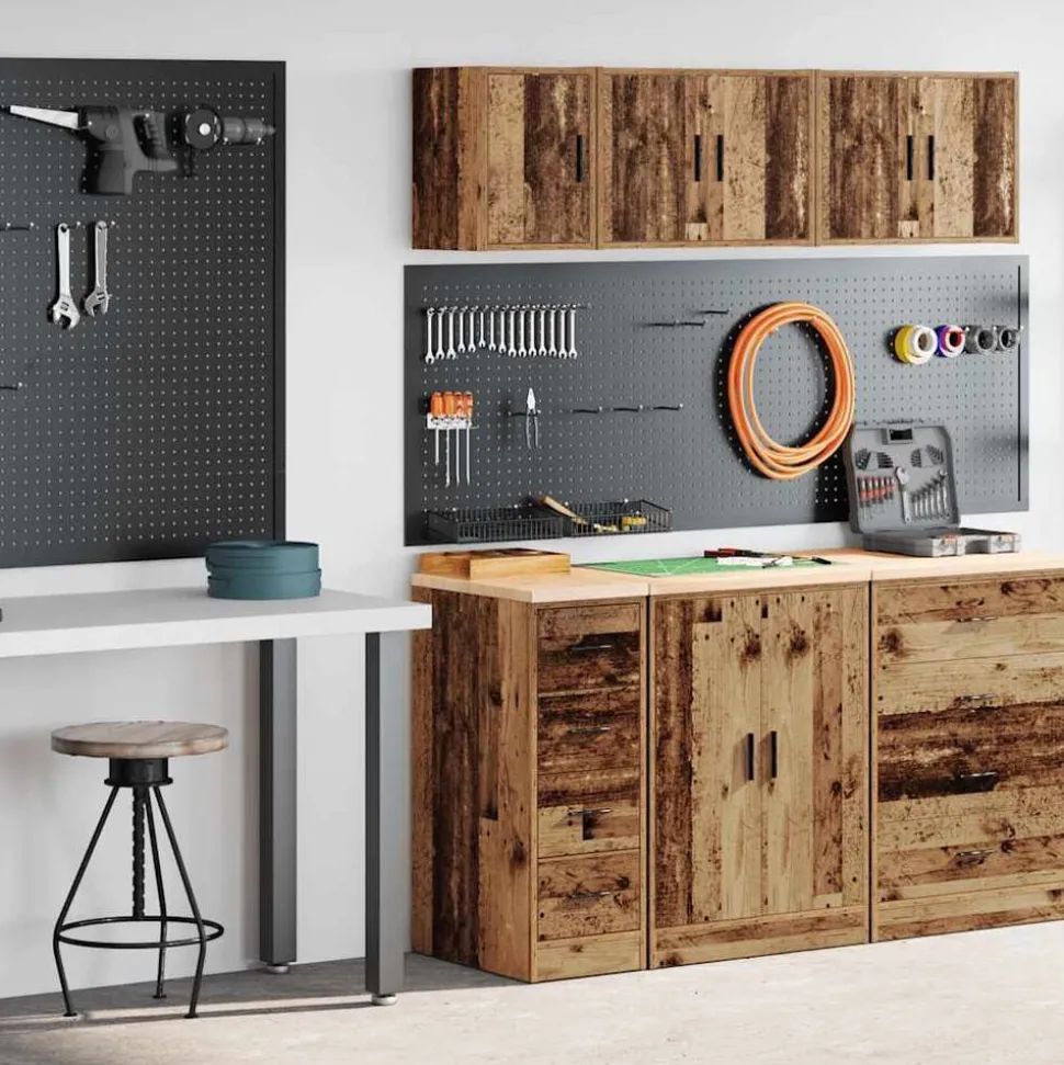 vidaXL Garagekasten 2 st bewerkt hout oud hout
