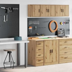 vidaXL Garagekasten 2 st bewerkt hout ambachtelijk eikenhout