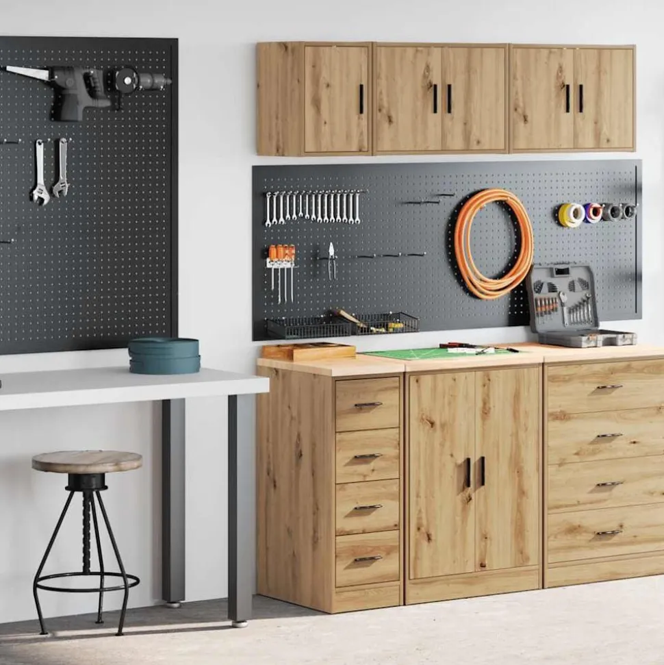 vidaXL Garagekasten 2 st bewerkt hout ambachtelijk eikenhout