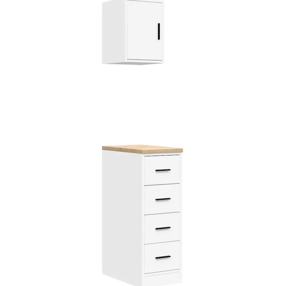vidaXL Garagekasten 2 st spaanplaat wit