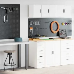 vidaXL Garagekasten 2 st spaanplaat wit