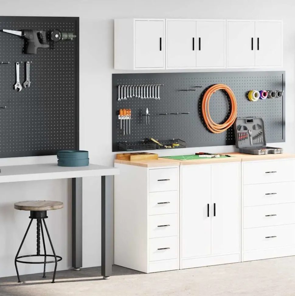 vidaXL Garagekasten 2 st spaanplaat wit