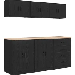 vidaXL Garagekasten 6 st spaanplaat zwart