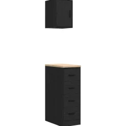 vidaXL Garagekasten 2 st spaanplaat zwart