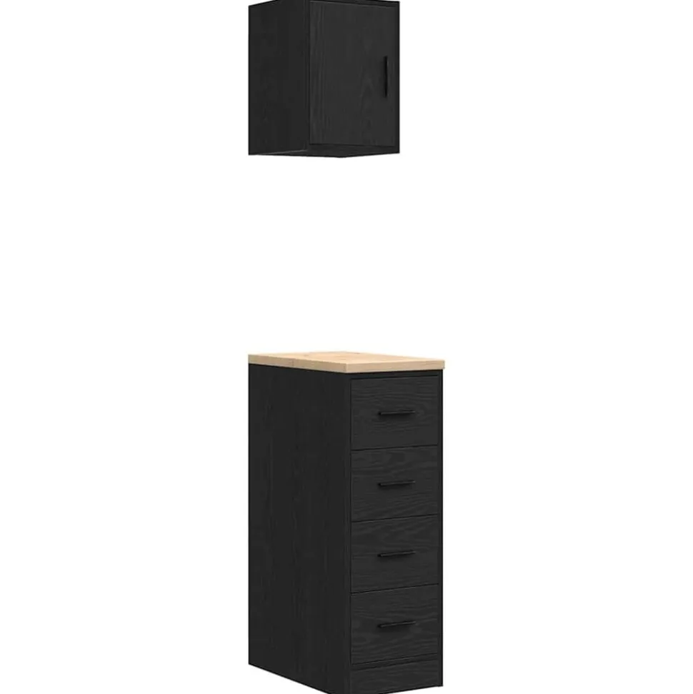 vidaXL Garagekasten 2 st spaanplaat zwart