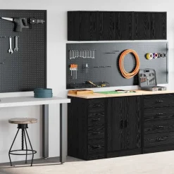 vidaXL Garagekasten 2 st spaanplaat zwart