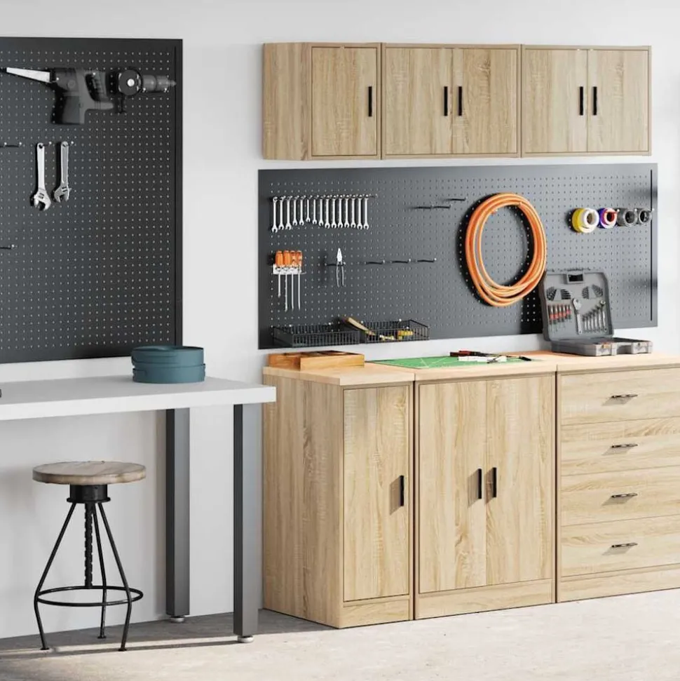 vidaXL Garagekasten 2 st Spaanplaat Sonoma eikenkleurig
