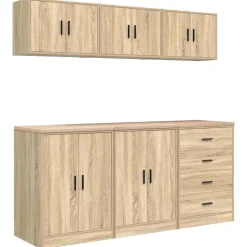 vidaXL Garagekasten 6 st Spaanplaat Sonoma eikenkleurig