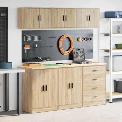 vidaXL Garagekasten 6 st Spaanplaat Sonoma eikenkleurig