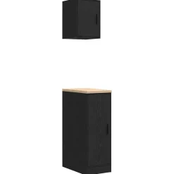 vidaXL Garagekasten 2 st spaanplaat zwart