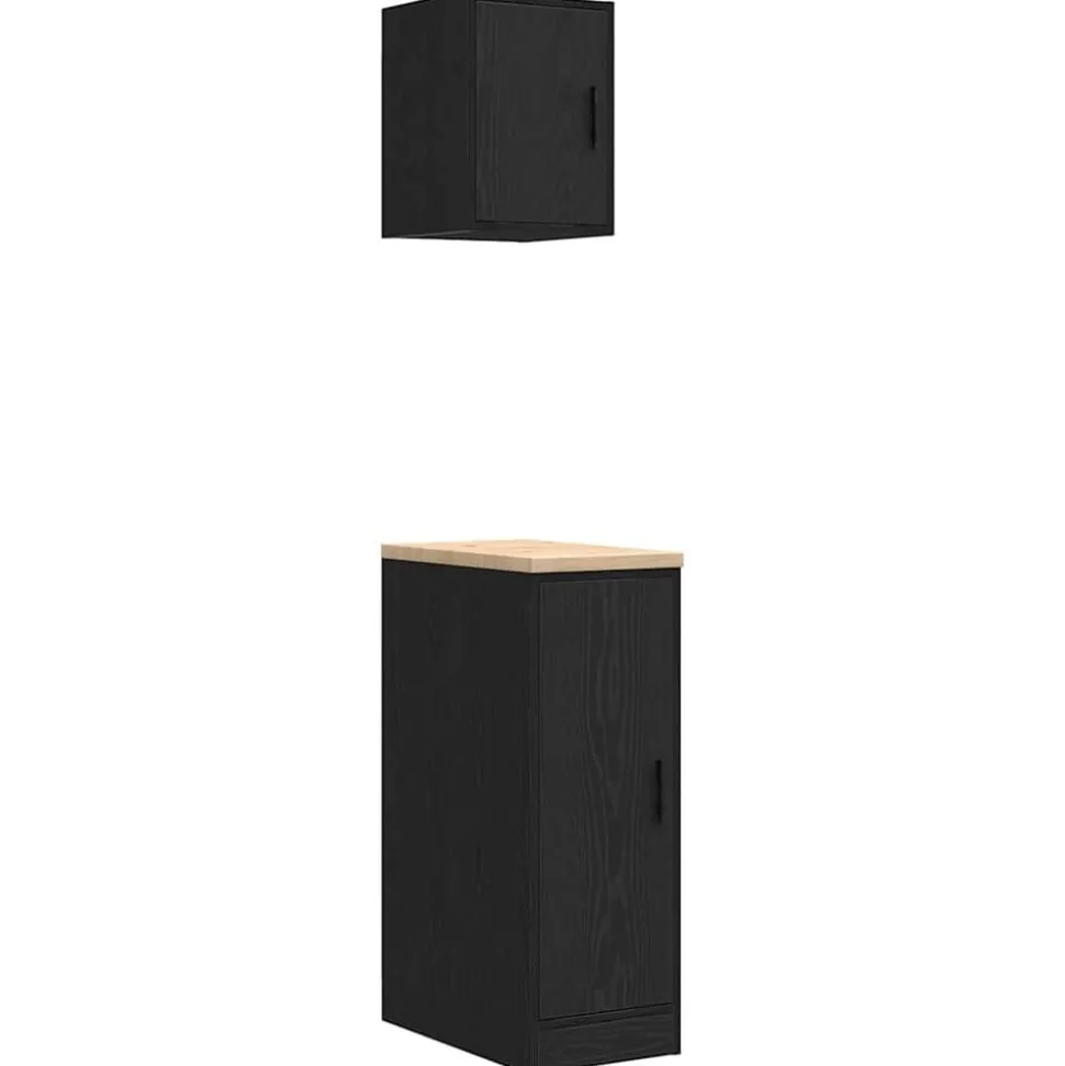vidaXL Garagekasten 2 st spaanplaat zwart