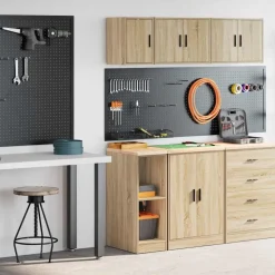 vidaXL Garagekasten 2 st Spaanplaat Sonoma eikenkleurig