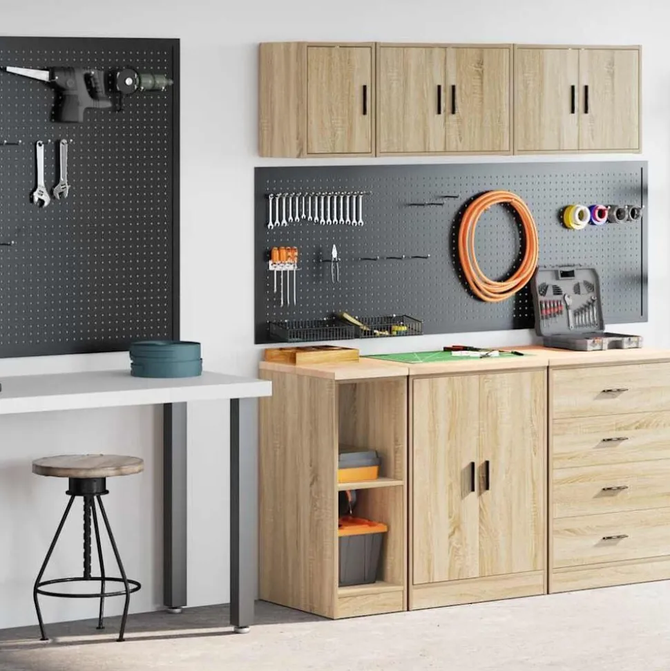 vidaXL Garagekasten 2 st Spaanplaat Sonoma eikenkleurig