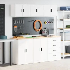 vidaXL Garagekasten 6 st spaanplaat wit