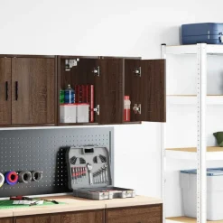 vidaXL Garagewandkasten 2 st spaanplaat bruin eiken