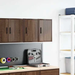vidaXL Garagewandkasten 2 st spaanplaat bruin eiken