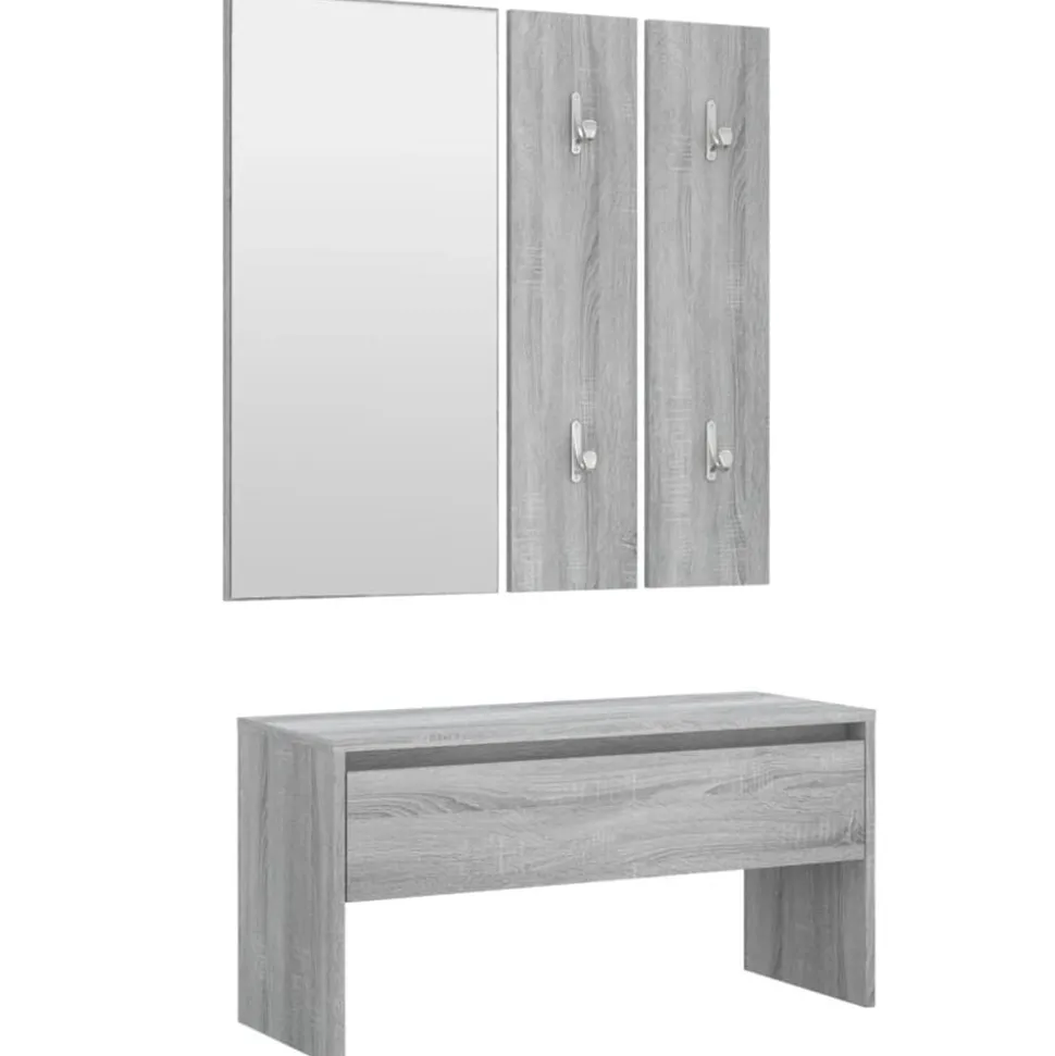 vidaXL Garderobe set bewerkt hout grijs sonoma eikenkleurig