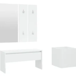 vidaXL Garderobe set bewerkt hout wit