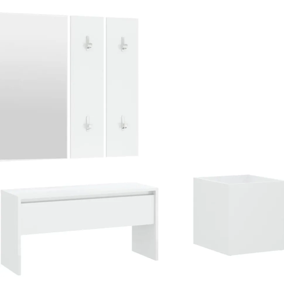 vidaXL Garderobe set bewerkt hout wit