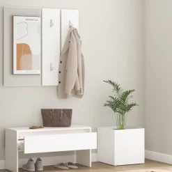 vidaXL Garderobe set bewerkt hout wit