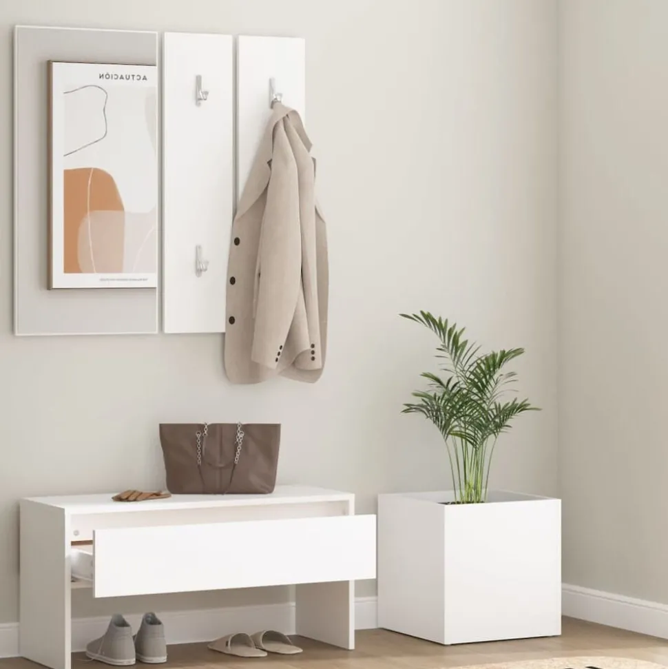 vidaXL Garderobe set bewerkt hout wit
