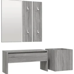 vidaXL Garderobe set bewerkt hout grijs sonoma eikenkleurig