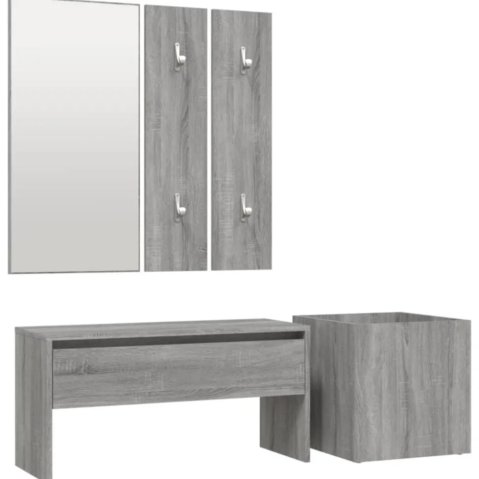 vidaXL Garderobe set bewerkt hout grijs sonoma eikenkleurig