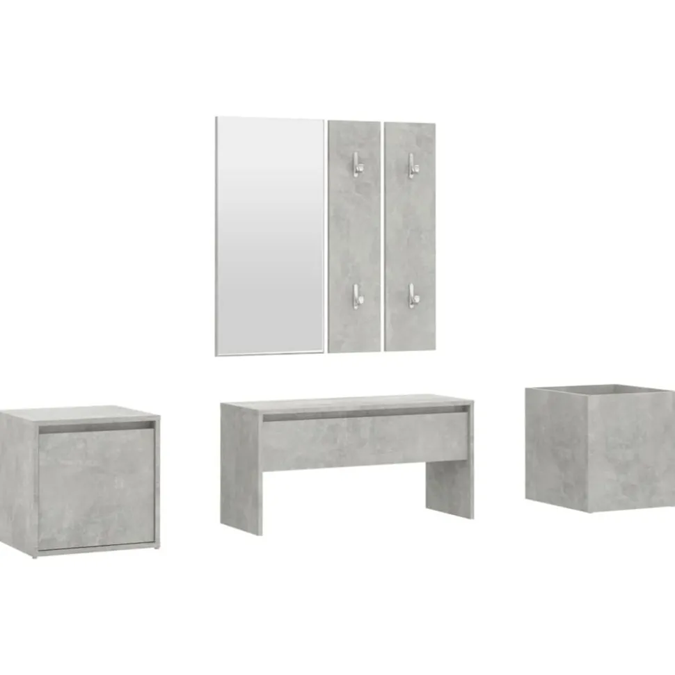 vidaXL Garderobe set bewerkt hout betongrijs
