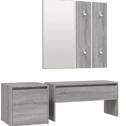 vidaXL Garderobe set bewerkt hout grijs sonoma eikenkleurig