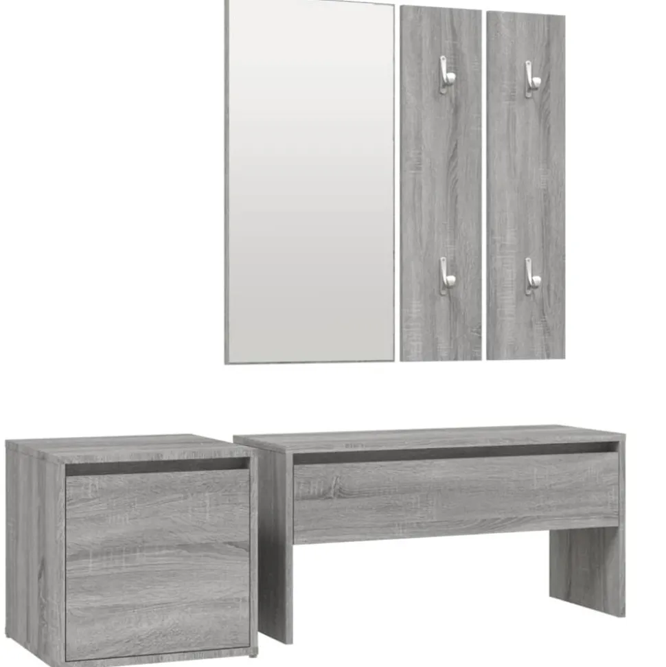 vidaXL Garderobe set bewerkt hout grijs sonoma eikenkleurig