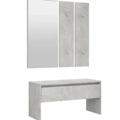 vidaXL Garderobe set bewerkt hout betongrijs