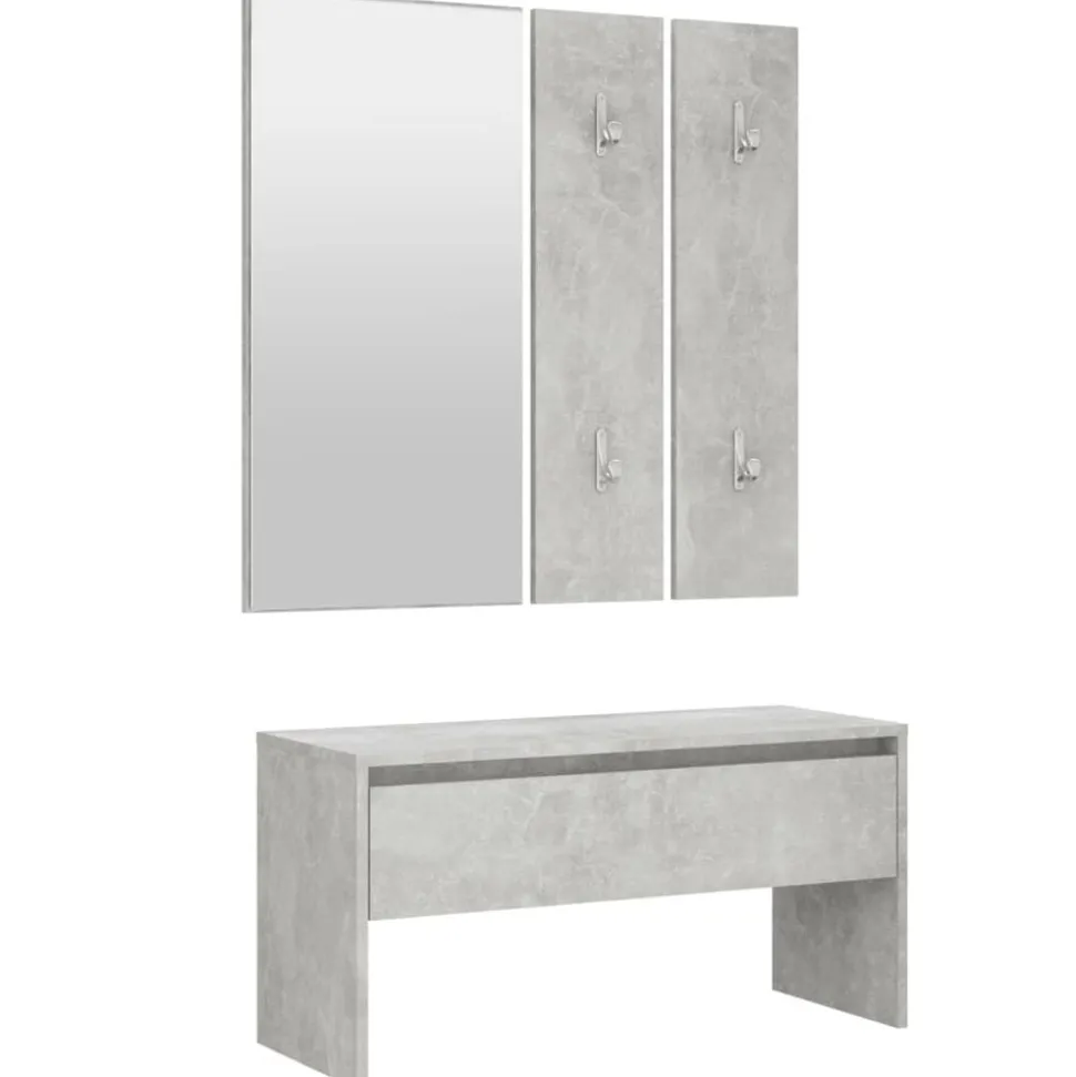 vidaXL Garderobe set bewerkt hout betongrijs