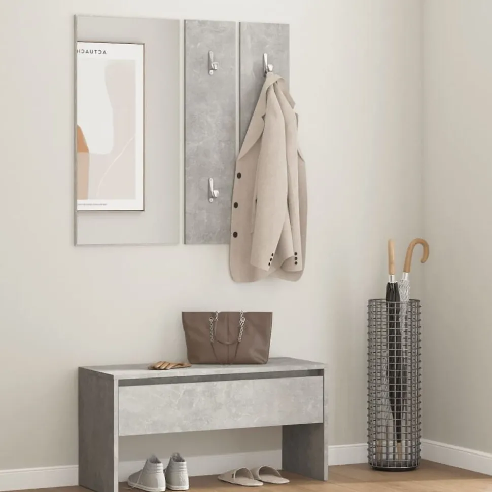 vidaXL Garderobe set bewerkt hout betongrijs