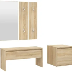 vidaXL Garderobe set bewerkt hout sonoma eikenkleurig