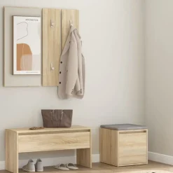 vidaXL Garderobe set bewerkt hout sonoma eikenkleurig