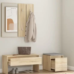 vidaXL Garderobe set bewerkt hout sonoma eikenkleurig