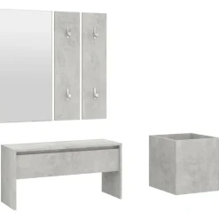 vidaXL Garderobe set bewerkt hout betongrijs