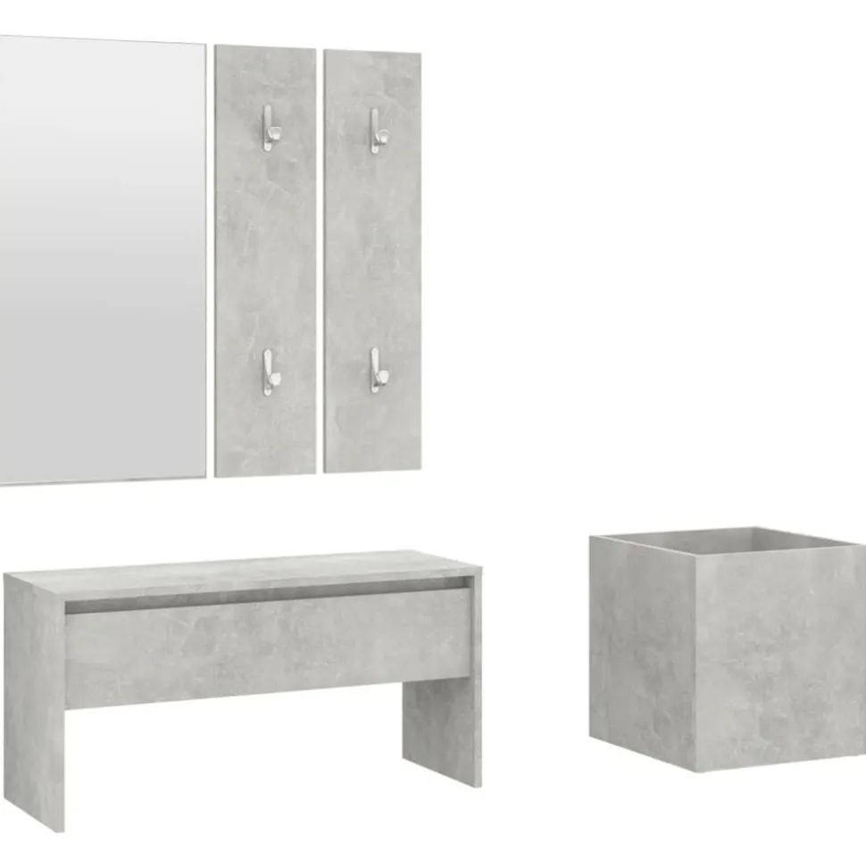 vidaXL Garderobe set bewerkt hout betongrijs