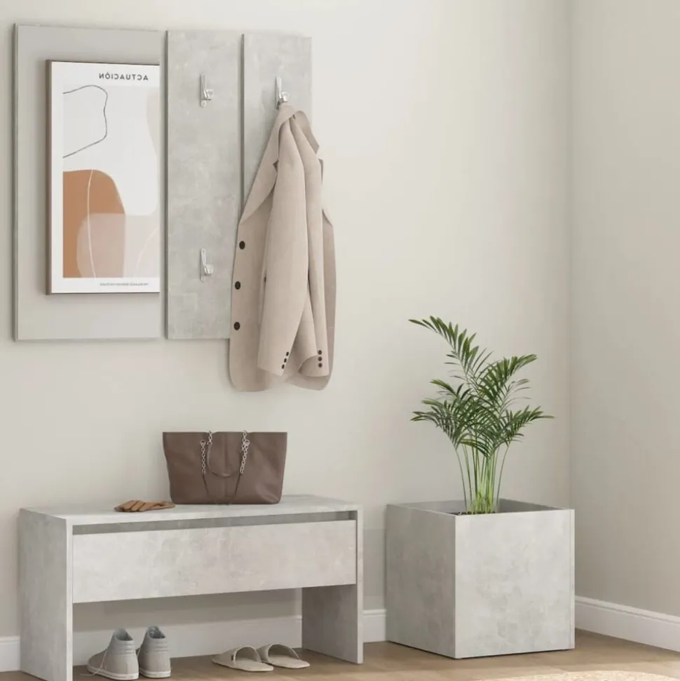 vidaXL Garderobe set bewerkt hout betongrijs