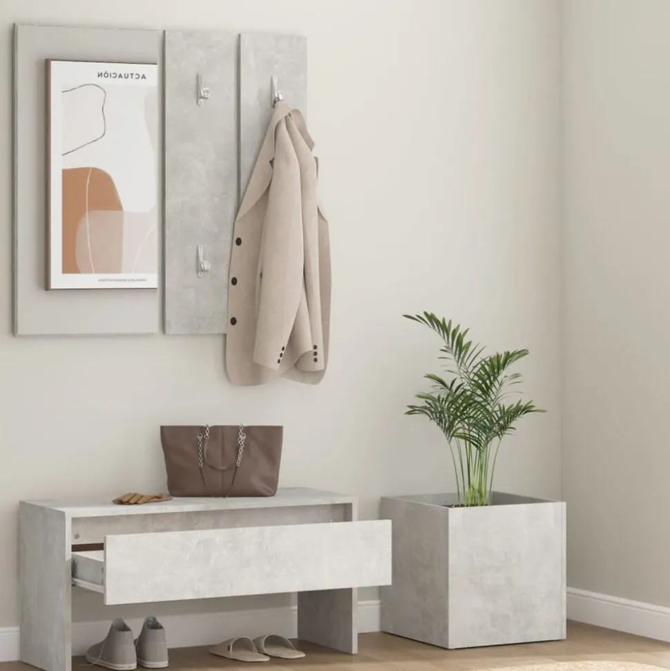 vidaXL Garderobe set bewerkt hout betongrijs