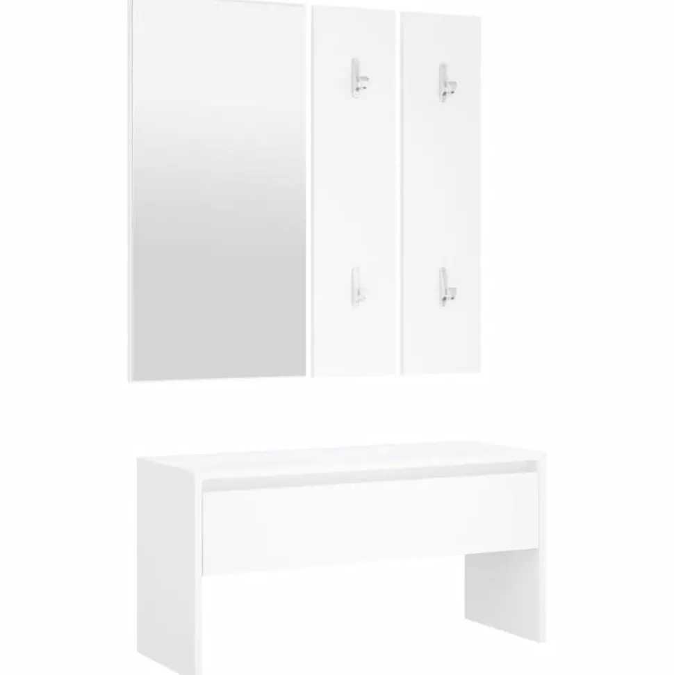 vidaXL Garderobe set bewerkt hout wit