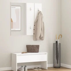 vidaXL Garderobe set bewerkt hout wit